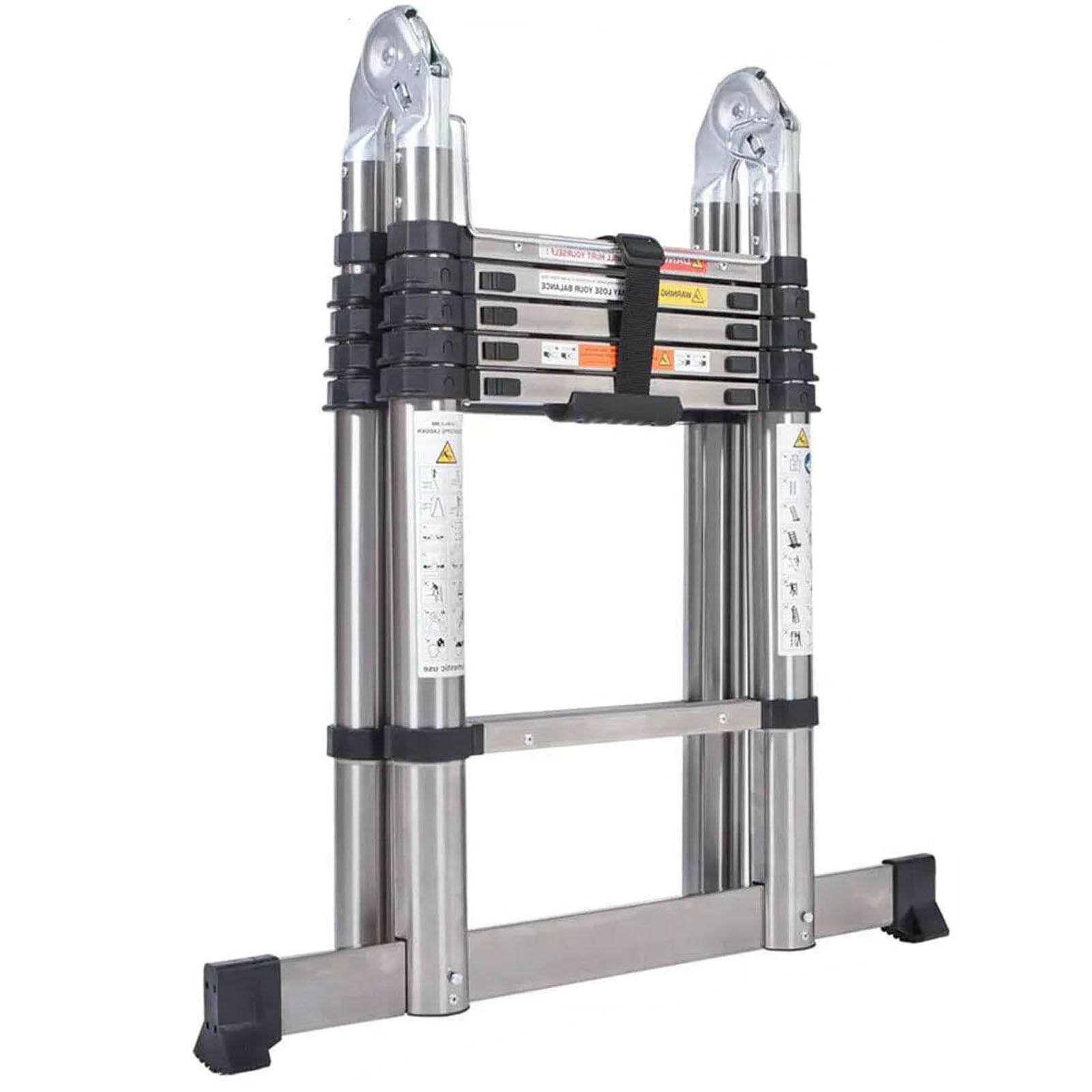 Telescopic Ladder Thicken Extendable Stainless Steel A-Frame Ladder - More Sturdy and Durable than 12.5ft Aluminum Ladder