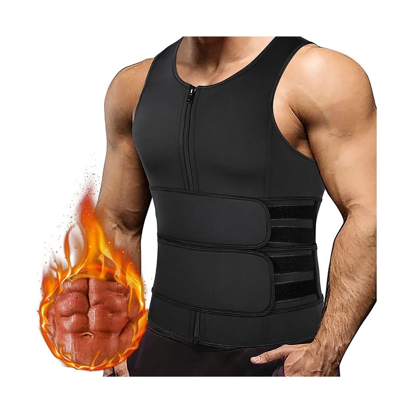 Fitness-T-Shirt for Herren, Sport, S-3XL, Herren-Body Shaper, Taillentrainer, Doppelgürtel, Weste, Shapewear, Rückenstütze, Schlankheitskorsett, Sauna, Fettverbrennung, Fitness-Tops(S)