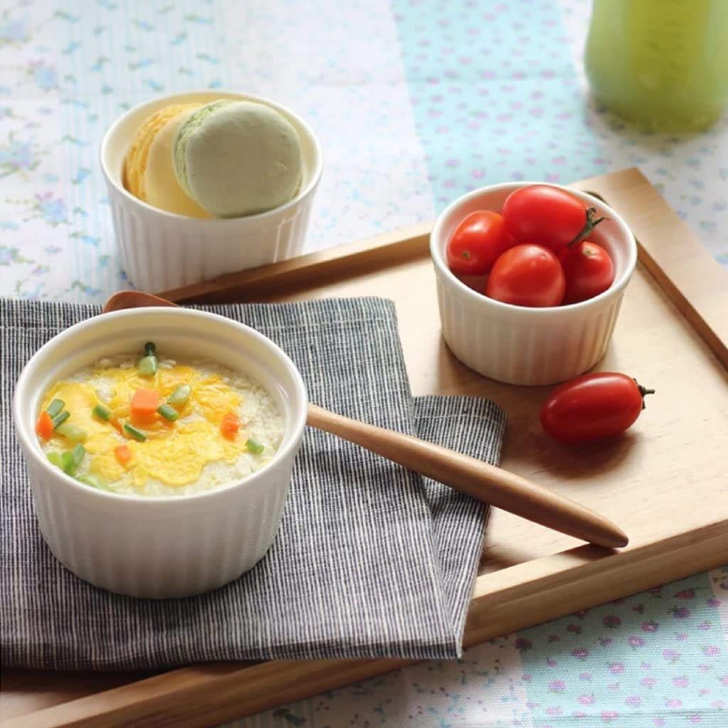 Petits Ramequins Moule verrines Blancs 9x4,5cm Lot de 12 Moules à soufflé pour Muffin pâtisseries Cupcake et crème brûlée Desserts en céramique résistant aux Fortes températures