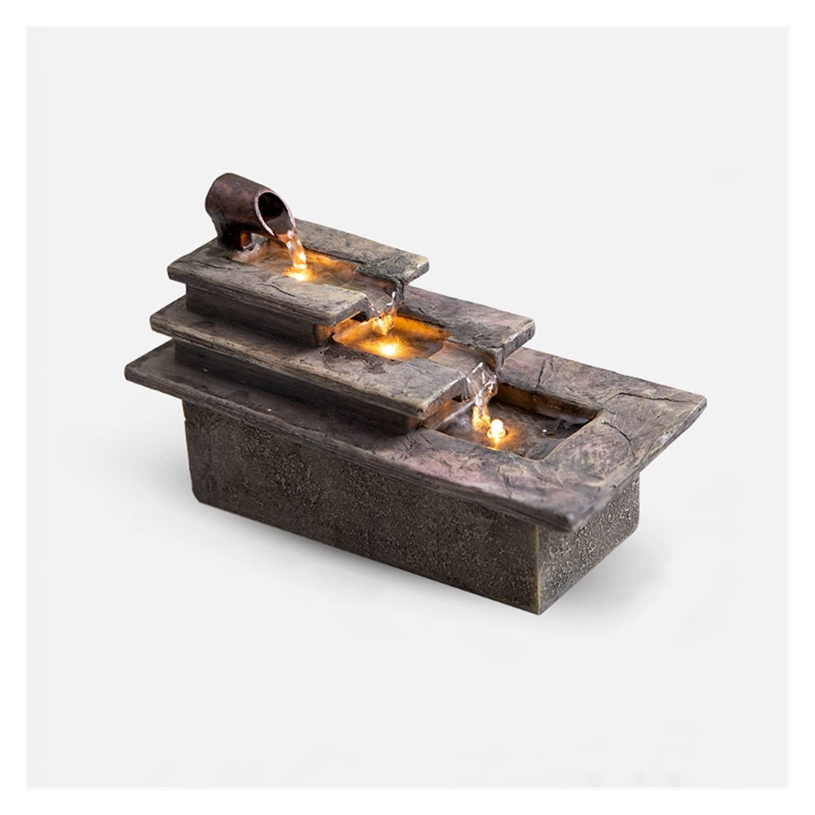 TONPOPIndoor Relaxation Desktop Fountain Waterfall Indoor Tabletop Water Fountain Creative Recycled Water Resin Waterfall Fountain - for Give Gifts Home Bedroom or Office Decor Zen Meditation Indo
