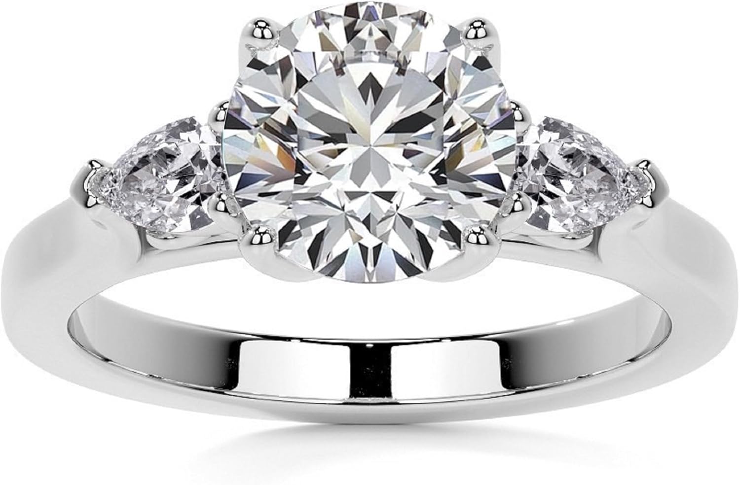 2.50 CT Round Cut Moissanite Engagement Ring Three Stone Wedding Ring For Women Tulip Four Prong Setting 925 Sterling Silver,Solid 10K/14K/18K Gold Ring