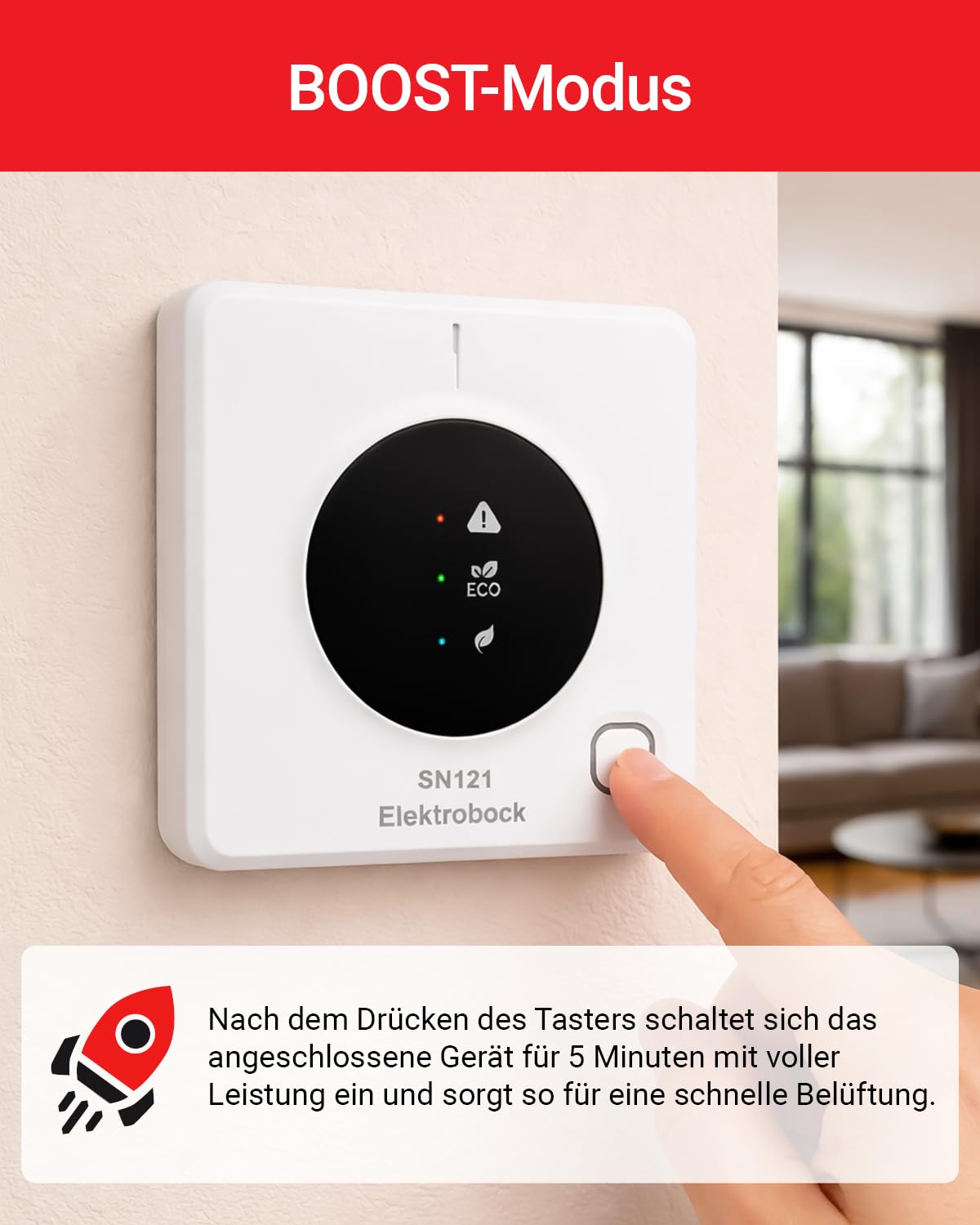 ELEKTROBOCK SN121 CO2 Messgerät mit 0–10V Ausgang – CO2 Sensor für Lüftungsanlagen | Luftqualität Messgerät & CO2 Monitor für Raumluft | präzise CO2 Messung