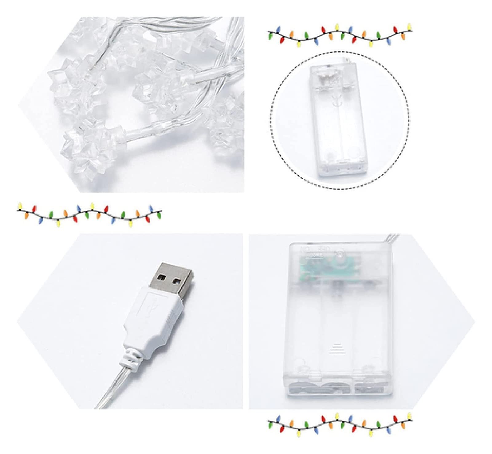 Lichterketten, Extra große Weihnachtsdekoration for draußen, Schneeflockenlichter(4.5M)
