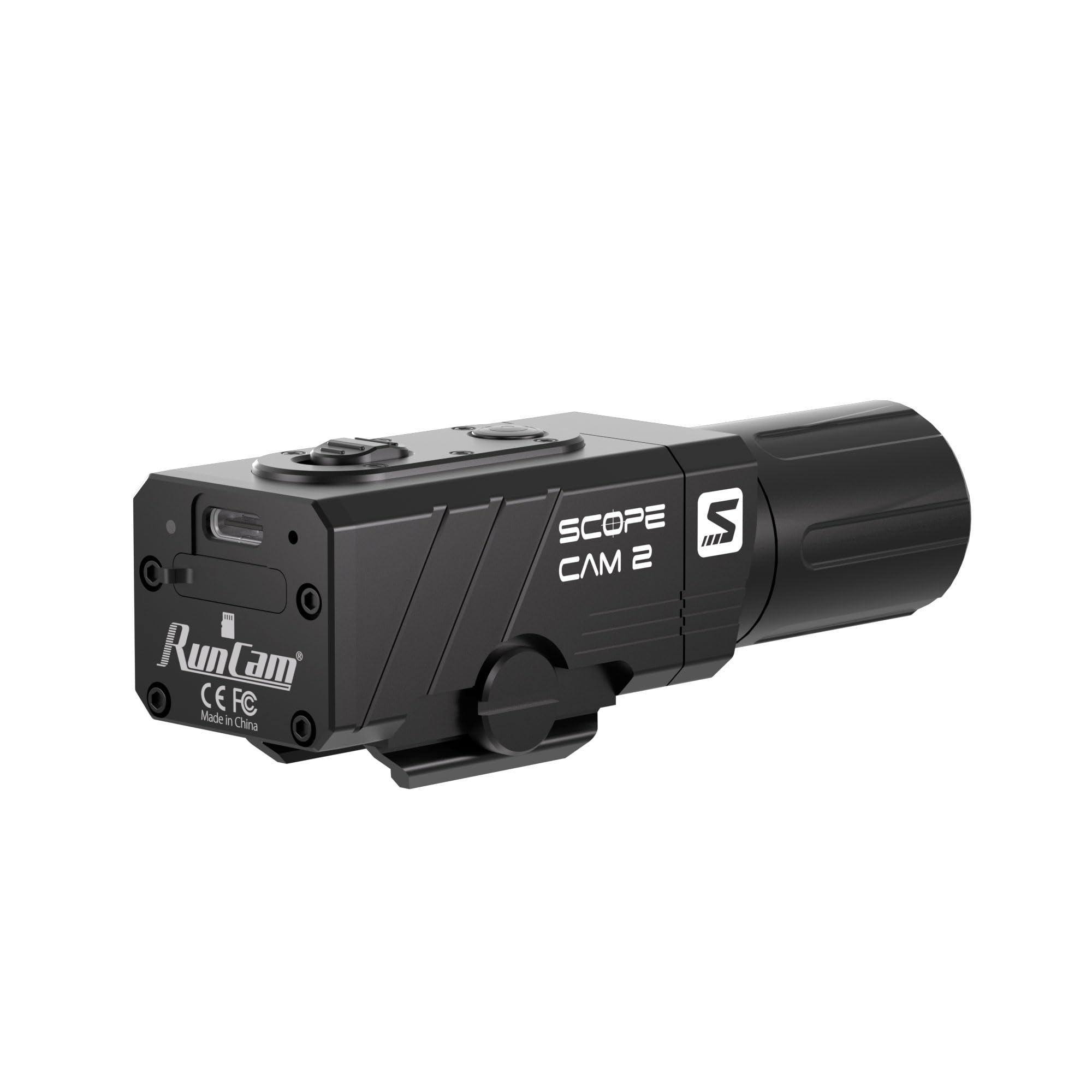 RunCam ScopeCam 2S Airsoft Action Camera, durata della batteria 210 min, pre-registrazione, controllo app Wi-Fi, alloggiamento in metallo IP64 per softair, sport, fauna selvatica, riprese all'aperto
