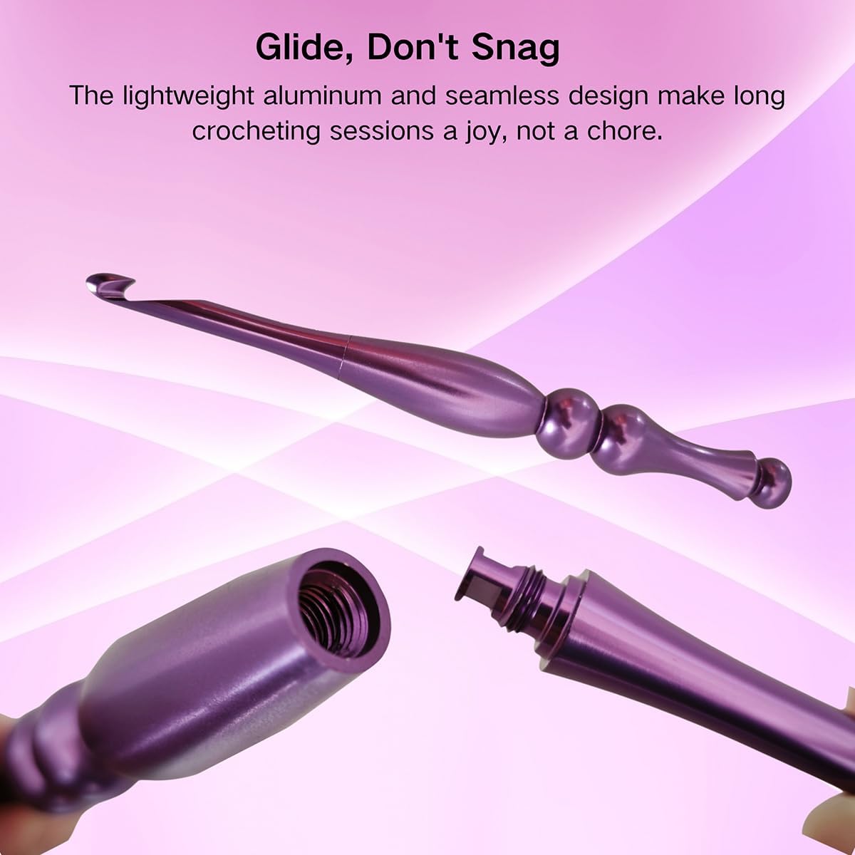 Aluminum Crochet Hook Set 9 Sizes Interchangeable Crochet Head Ergonomic Handle Sweater Crochet Hooks 3.5mm-8.0mm