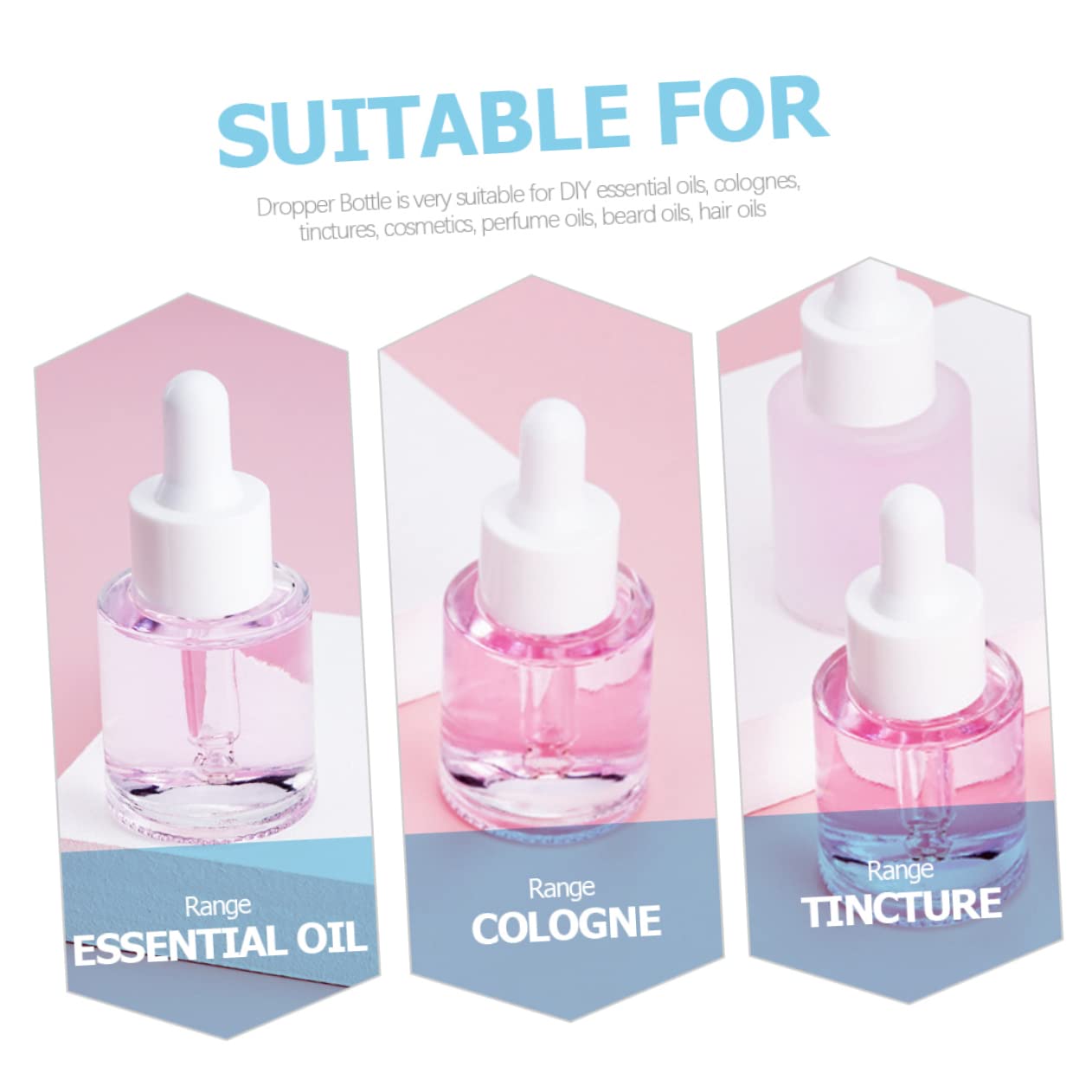 VICASKY Set da 20 Bottiglie Contagocce in Vetro da 15ml per Oli Essenziali e Cosmetici, Controllo Facile del Dosaggio e Chiusura Ermetica, per Conservare Oli per Barba e Chioma