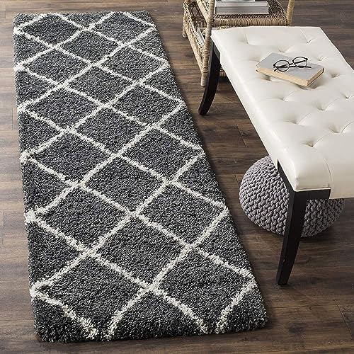Image of Shaggy Floor Carpets for Living Room, Elegant Bed Side Runner, Modern Carpets for Bedroom, Guest Room Carpet, (1.5x4 Feet, Grey Box)