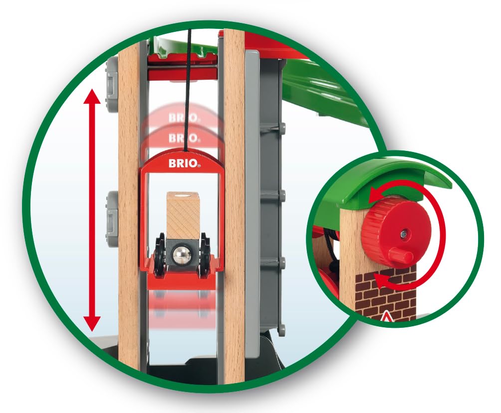 BRIO World 33887 Großes Lagerhaus-Set mit Aufzug - Zubehör Holzeisenbahn - Konstruktionsspielzeug empfohlen für Kinder ab 3 Jahren