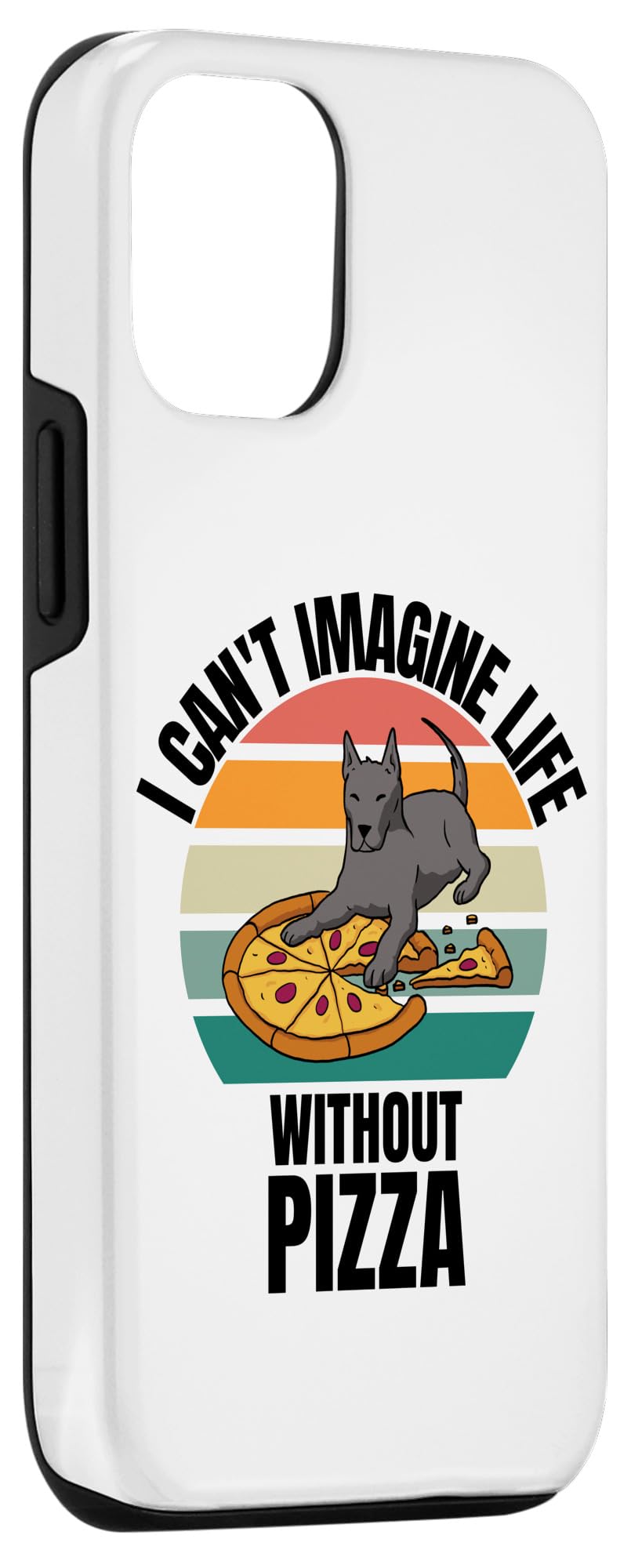 iPhone 13 Pro Retro Cute Pitbull Dog I Can't Imagine Life Without Pizza Case - Image 3