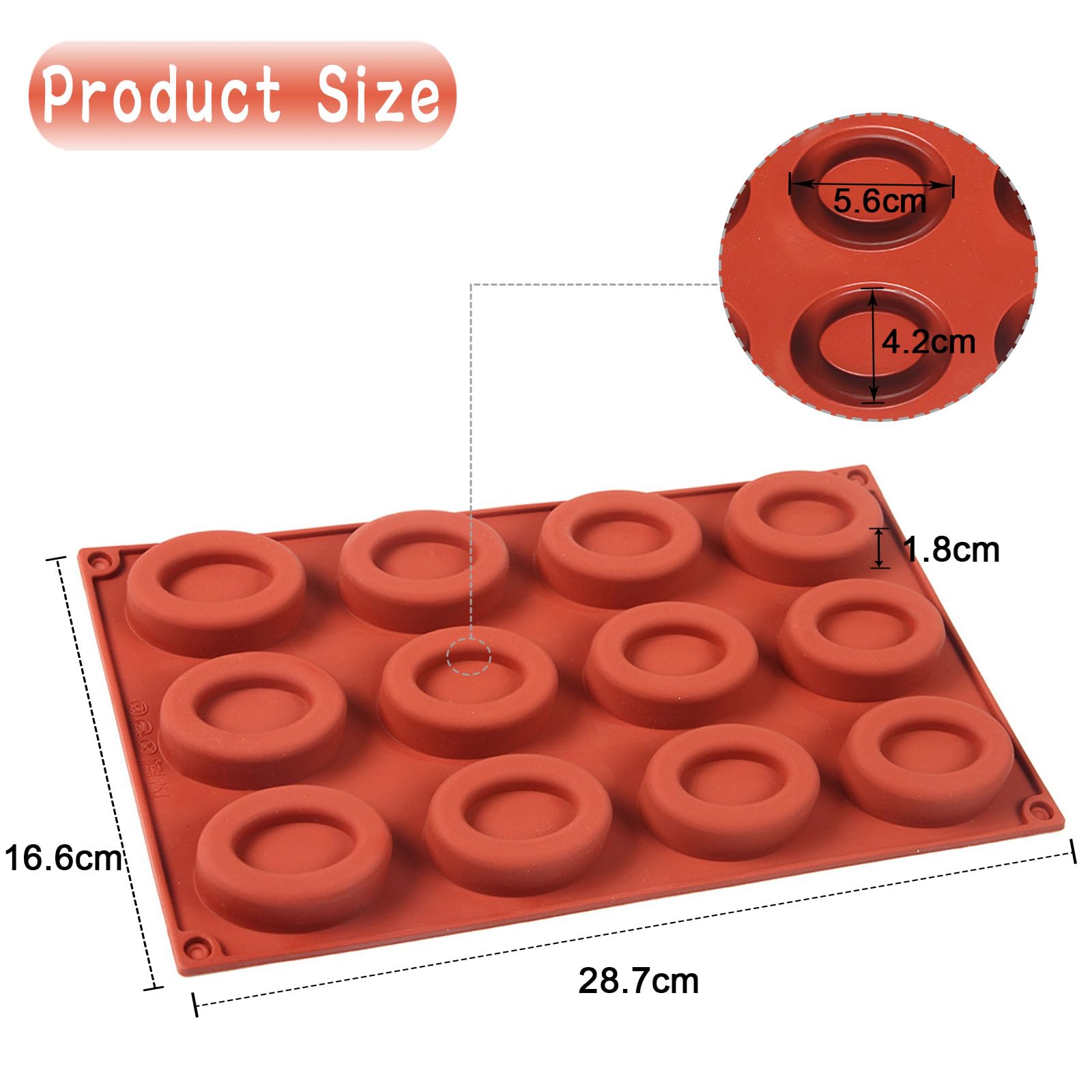 WishesMar 2Pcs Silicone Mould for Chocolate Candy Forming Mold Oval Donuts Shape - Image 2