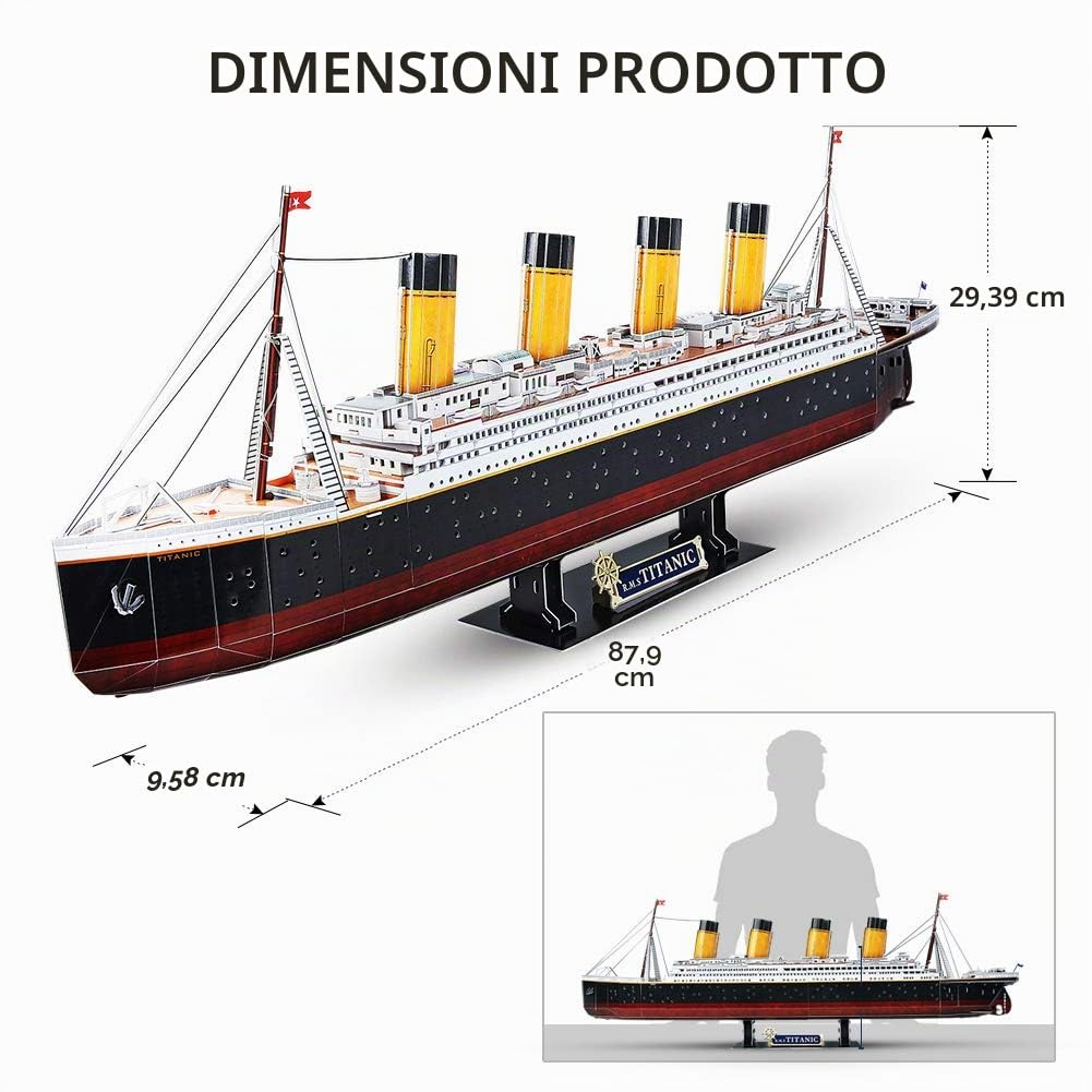 CubicFun Puzzle 3D LED Titanic - Regali di San Valentino Grande Nave Modello Kit di Costruzione Giocattoli per Adulti e Adolescenti,266 Pezzi