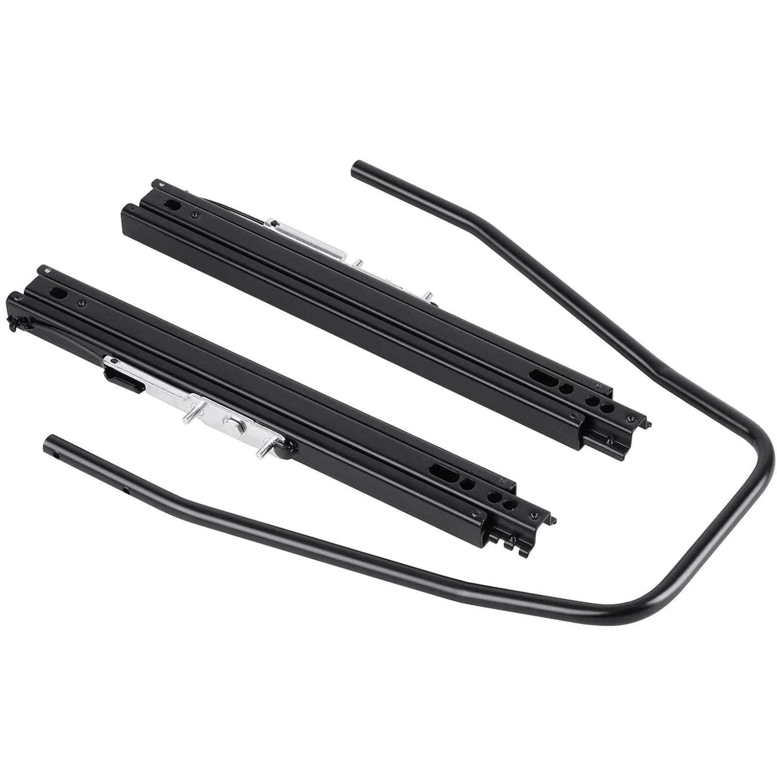 THE WHITE SHOP 3PCS Universal Seat Sliders Seat Mounting Track, Dual Locking Rails Brackets Kit Most Aftermarket Seats- 1 x Set of Sliders Electrophoresis Black