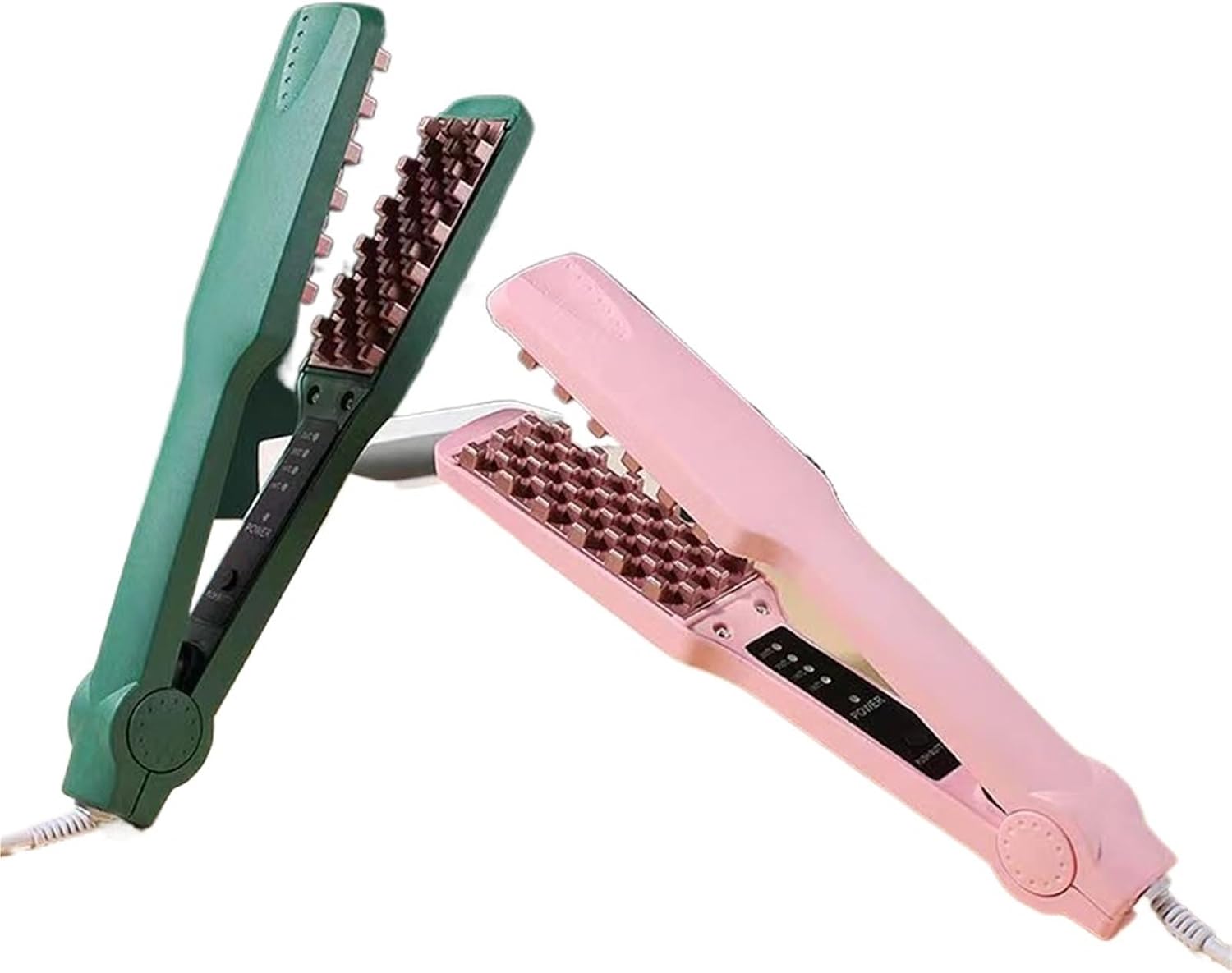 Hair Iron Fluffy Wave Hair Crimper Electric Curling Iron Corn Perm Pad Hair Root Splint Flat Iron Hair Styling Tools(Pink,US)