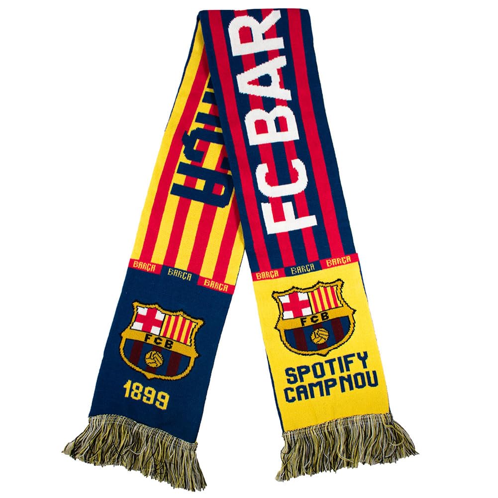 Hy-Pro Officially Licensed FC Barcelona Scarf - HD Jacquard Football Supporters' Scarf with Iconic Club Branding - Multicolour
