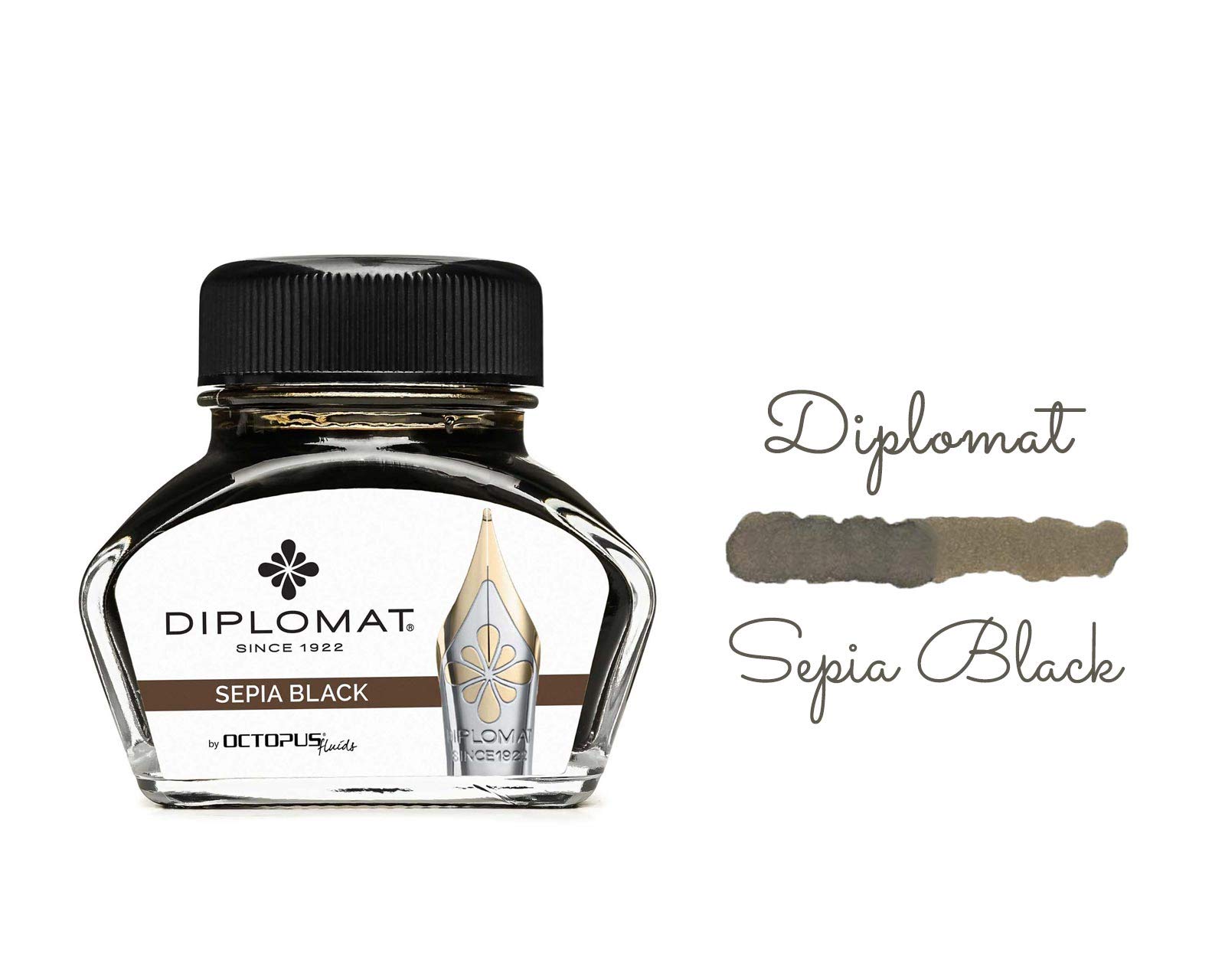 DIPLOMAT - Geschenkset Füllfederhalter Aero Stripes - Grau - 1 Füllhalter + 1 Tintenfass + 1 Lederetui - 5 Jahre Garantie