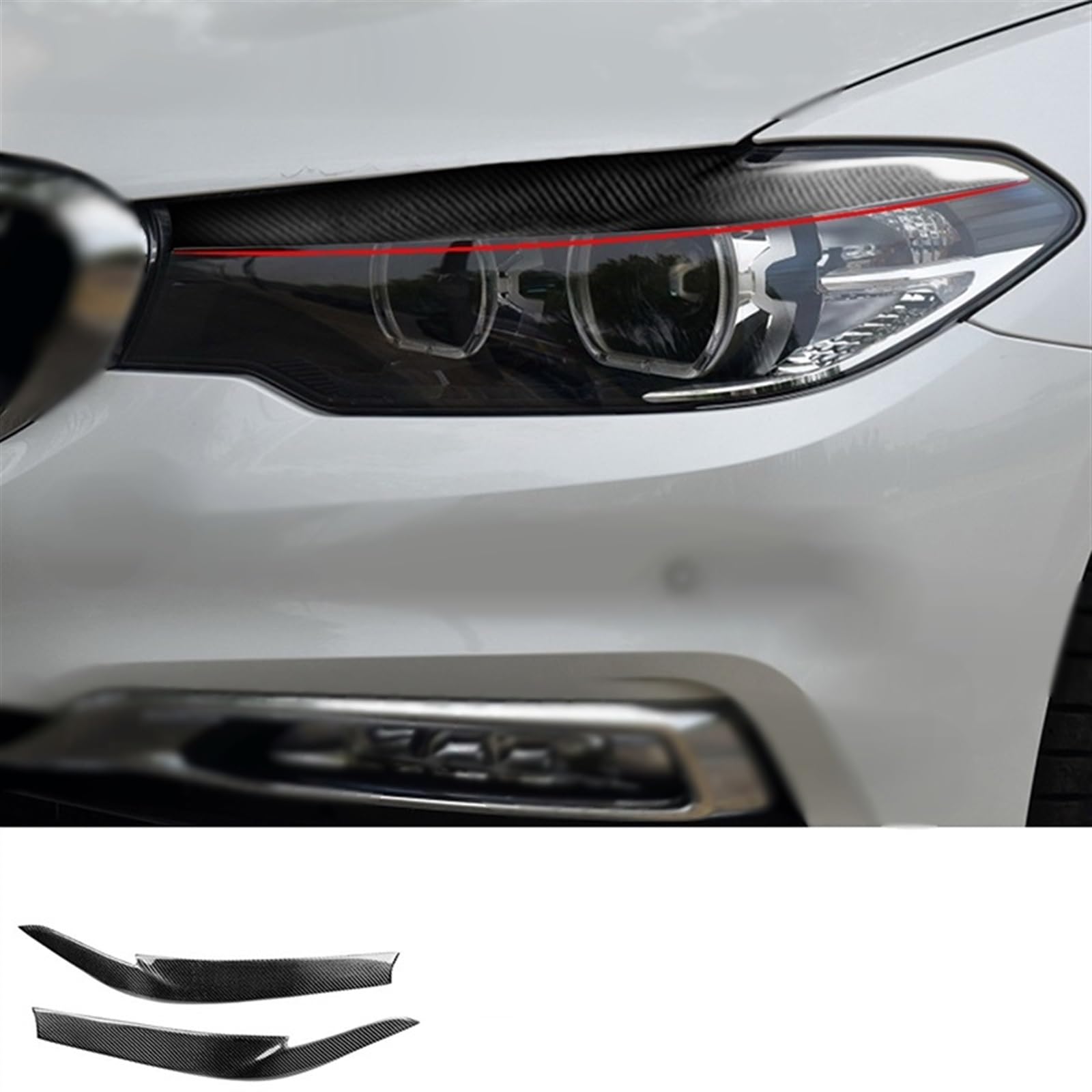 Naklejki na powieki samochodowe z włókna węglowego dekoracja reflektorów brwi naklejki samochodowe do BMW 2018 dla serii 5 dla 528Li dla 530Li dla 540Li dla G30 dla G38