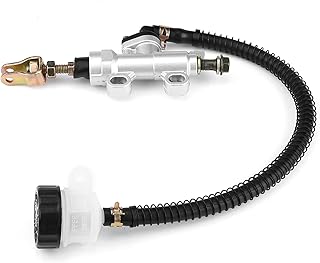 Rear Brake Master Cylinder Rear Foot Brake Hydraulic Master Cylinder Pump Reservoir for Motorcycle Dirt Bike ATV(White)