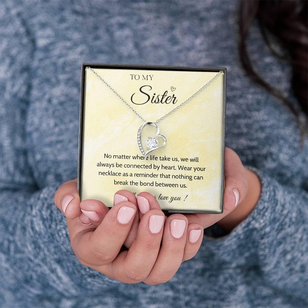 VIRAGIL Sisters Gifts From Sister Interlocking Necklaces For 2 Big Sister and Little Sister Happy Birthday Present For Women Jewelry Best Sister with Message Card and Gift Box