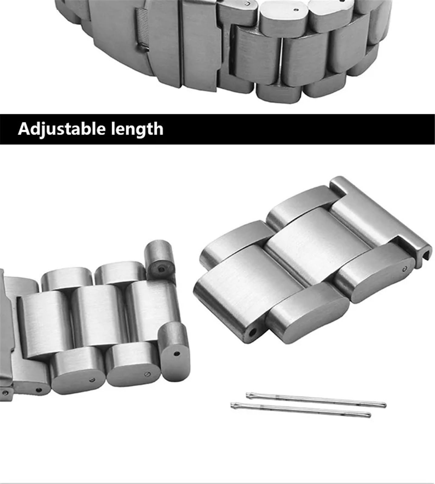 Cinturino In Acciaio Inossidabile, Chiusura Pieghevole A Doppio Pulsante | Di Sgancio Rapido, Universale Per Diametri Da 22 A 26 Mm, Include Gli Strumenti Di Smontaggio (Black 22mm)