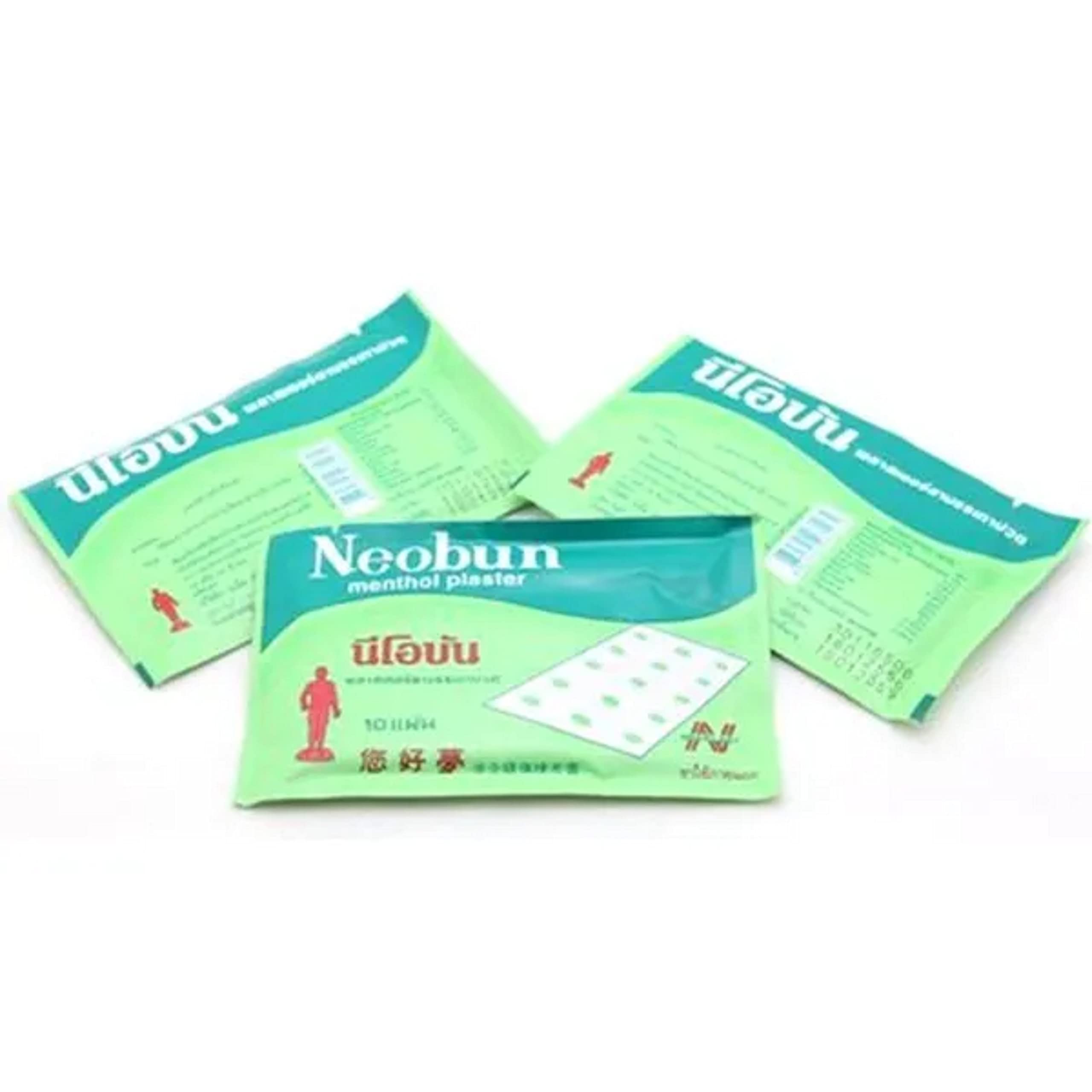 NeoBun Menthol Plaster – 4x10 (40 Patches Total) | Pack of 4 | Imported from Thailand