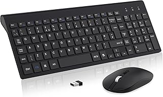 Wireless Keyboard and Mouse Set, 2.4G Compact Slim QWERTY UK Layout USB Keyboard and Cordless Silent Mouse Combo with Numeric Keypad Ergonomic Energy Saving for Windows PC/Laptop/Computer/Apple Mac