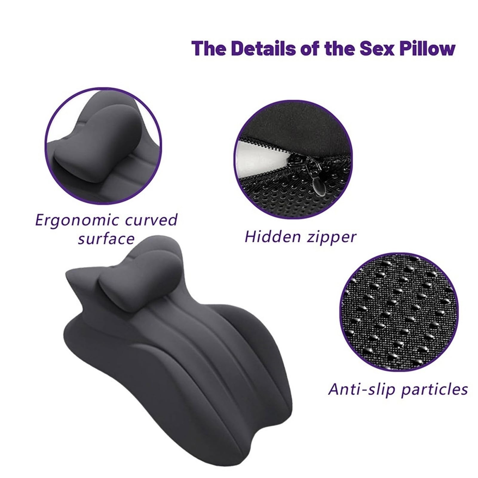 Oreiller confortable pour couples, coussin ergonomique en mousse à mémoire de forme pour réduire la pression de la taille, design à 27 degrés, discret et offrant un bon soutien pour les couples