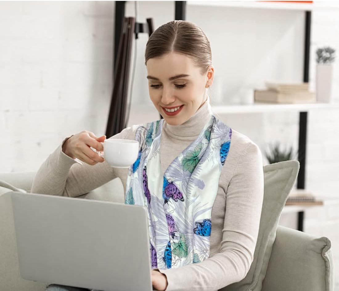 VOPHIA 2 Pack Women Bib Dining Scarf Washable Microsuede Food Clothing Protectors Floral Dining Mouth Towel Scarf (Aqua Blue) : Clothing, Shoes & Jewelry