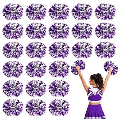 THARAHT 24 PCS Cheerleading Pom Poms14.5 Inch Fluffy Sports Pom Poms with Solid Handle Lightweight Vibrant Cheer Pom Poms for Cheerleading Squad Sports Game Party Stage Performance Festival Decoration