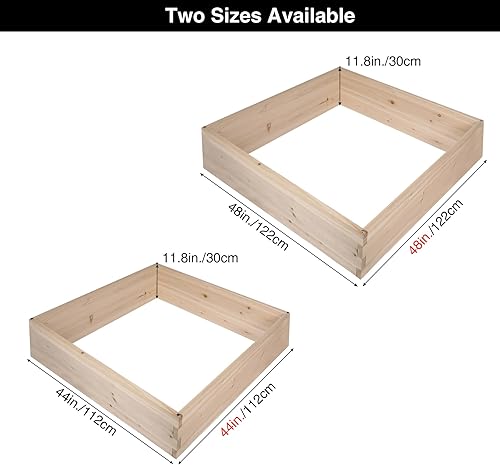 Miniatura 6 de REDCAMP Cama de jardín cuadrada de madera elevada, cajas de jardín de madera para exteriores, para verduras, frutas, flores, hierbas, fácil de