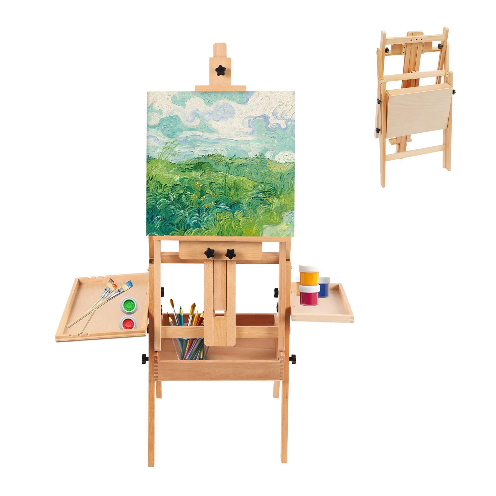 Staffelei Holz groß 91cm - Leinwand Ständer Hochzeit Staffeleien Feldstaffelei höhenverstellbar Holzstaffelei für Kinder und Erwachsene Kiefernholz