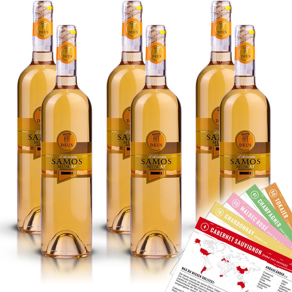 Cavino Deus Muscat Samos, süß, sortenreines Weinpaket + VINOX Winecards (6x0,75l)