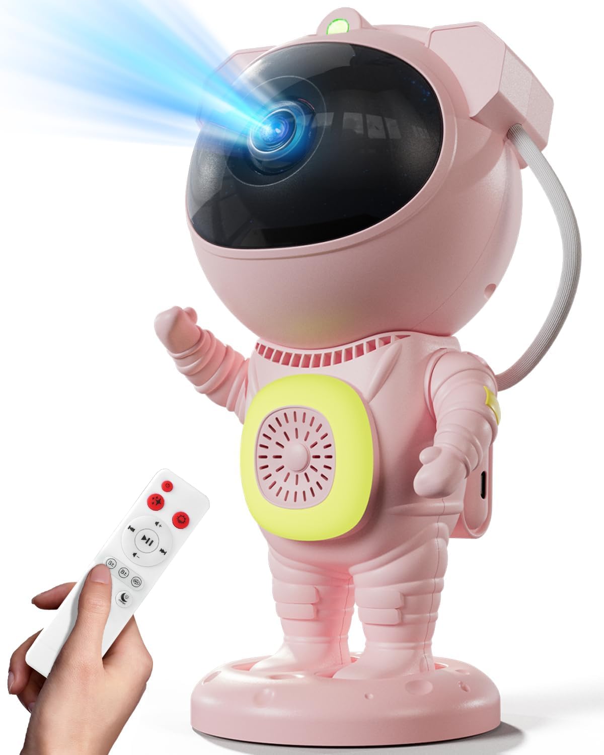 Monomine Astronaut Galaxy Projector, Space Projector, with Bluetooth Speaker and Remote Control, 360° Adjustable Angle, Star Night Kids Lamp with Nebula Effect, Adult Birthday Gifts (Pink)