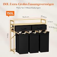 Lifewit 3 rekeszes szennyesgyűjtő 150L polccal és fiókokkal 6