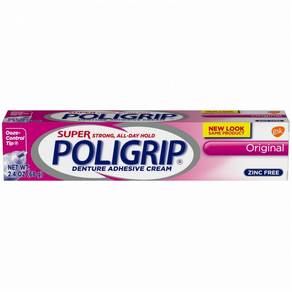 SUPER POLIGRIP Denture Adhesive Cream Original 2.40 oz (Pack of 18)