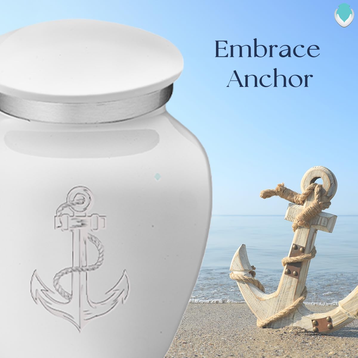Geturns Embrace Keepsake Anchor Cremation Urns for Human Ashes I White Funeral Urn for Men and Women I 3.5 lbs