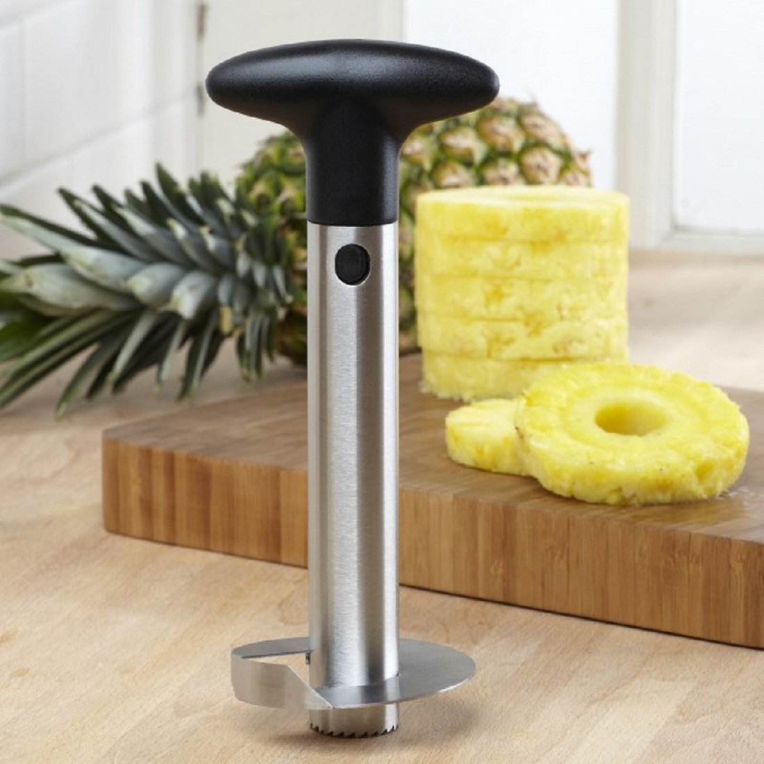 Mezon Stainless Steel All In One pineapple Cutter Corer, Slicer, Peeler (Silver) 1