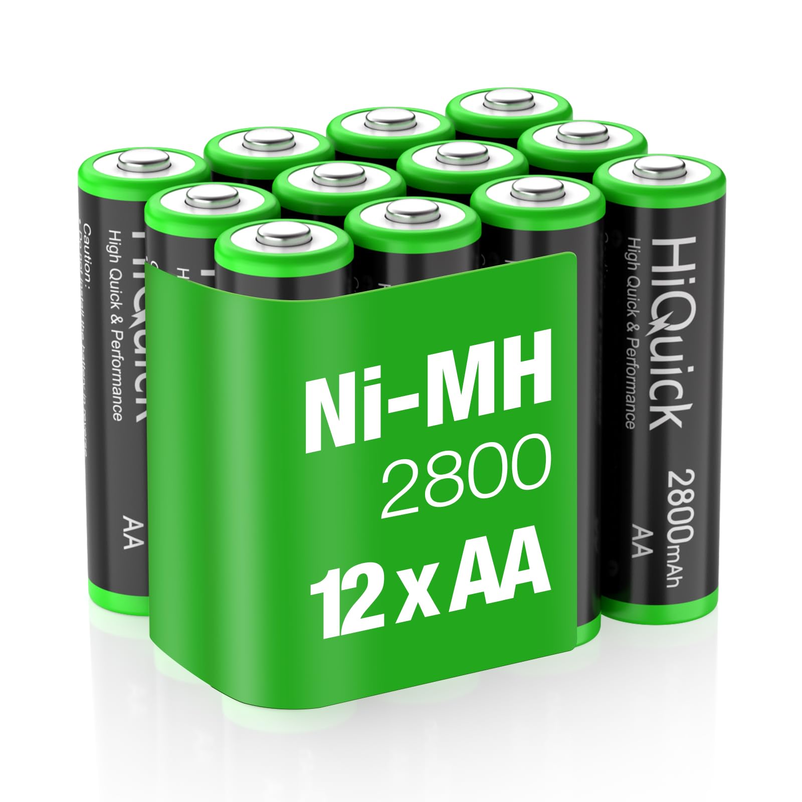 HiQuick 12pcs 2800mAh Ni-MH AA (Double A) Rechargeable Batteries High Capacity Battery 1.2 Volt(1.2 V) Low Self-Discharge (Batteries x12)
