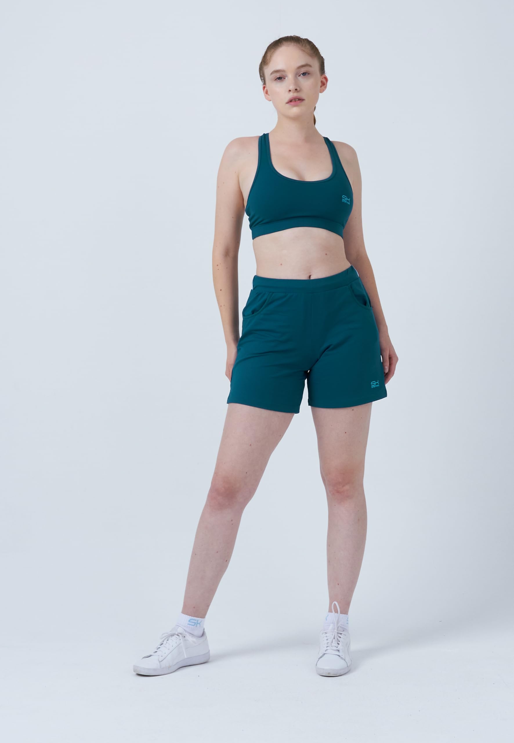 Sportkind Mädchen & Damen Tennis, Padel, Fitness, Bermuda Shorts mit Taschen, atmungsaktiv, UV-Schutz