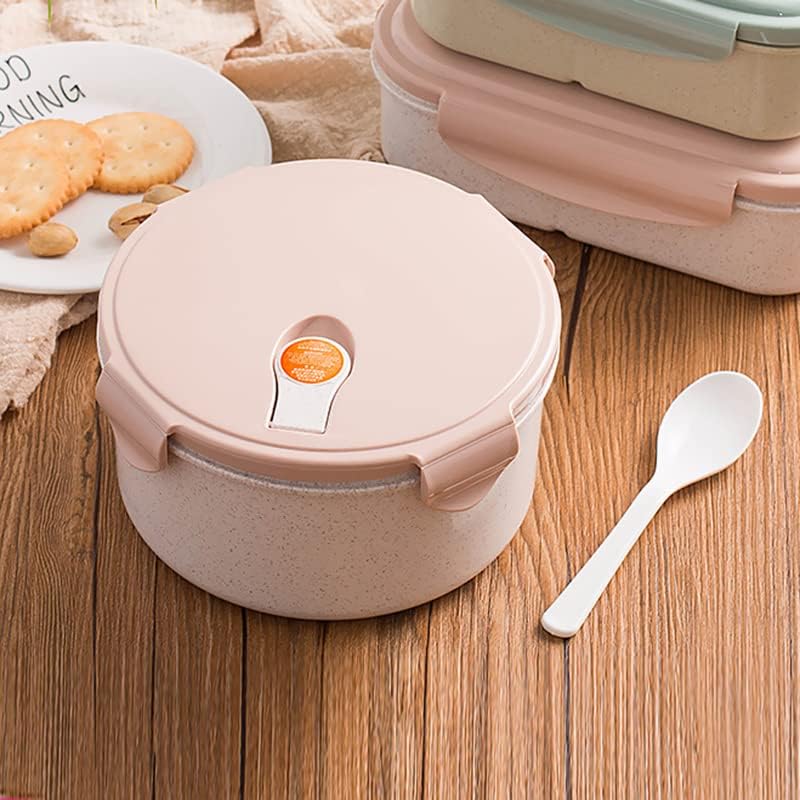 Miniatura 7 de AI LOVE PEACE Recipiente para almuerzo de ramen instantáneo para microondas, popote de trigo con ventilación de liberación de vapor, recipiente