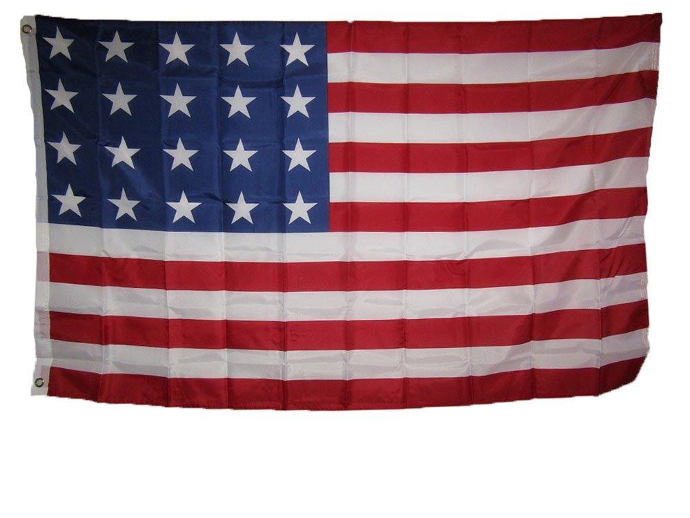 AES3x5 USA American 20 Star Linear 1818 Historical Flag 3'x5' Super Polyester Nylon House Banner Grommets Double Stitched Metal Eyelets for Hoisting Fade Resistant Premium Quality