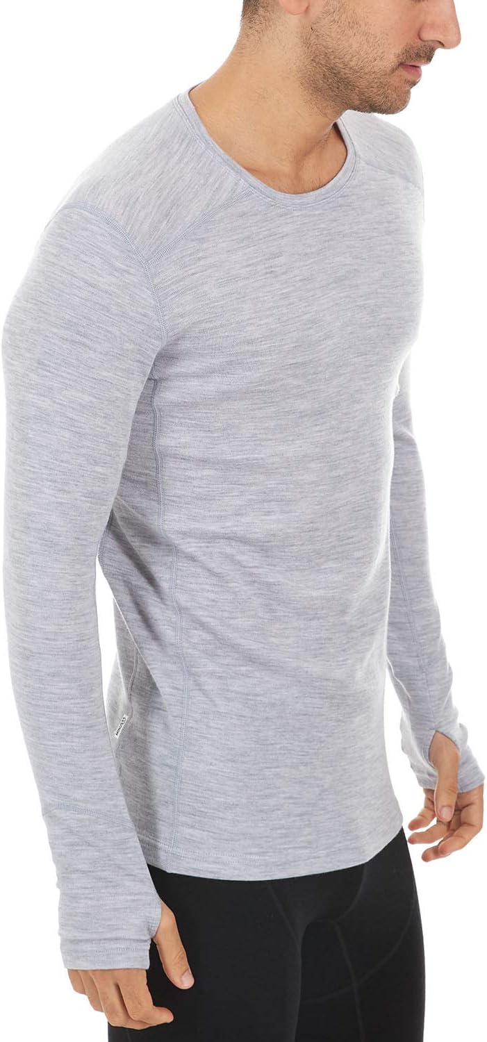 Men's Midweight Base Layer Long Sleeve Shirt - 85% Merino Wool - Moisture Wicking Crew