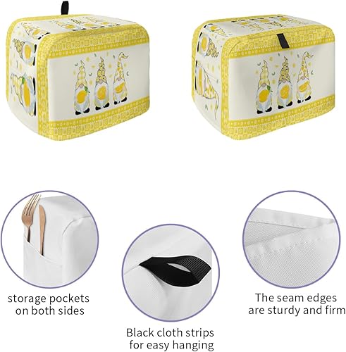 Miniatura 2 de Funda para tostadora, 4 rebanadas, color amarillo limón, a cuadros, para cocina, para electrodomésticos, polvo y lavable a máquina (12 pulgadas de