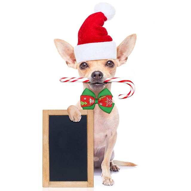 Foto 4 de 7 de Syhood 20 Corbatas de Navidad para Perros, Corbatas Ajustables para Mascotas pequeñas, para Fiestas de Navidad
