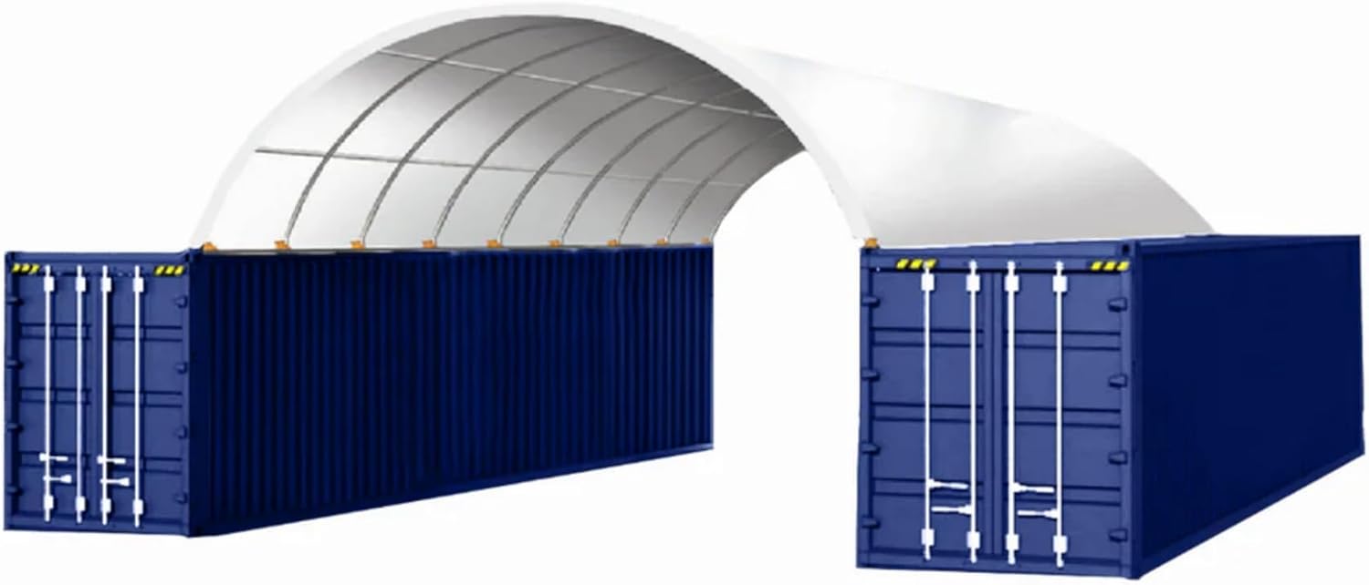Chery Industrial Shipping Container Canopy Shelter, Stable & Durable Cover Storage Container Roof (20‘×40’ 18oz PVC)