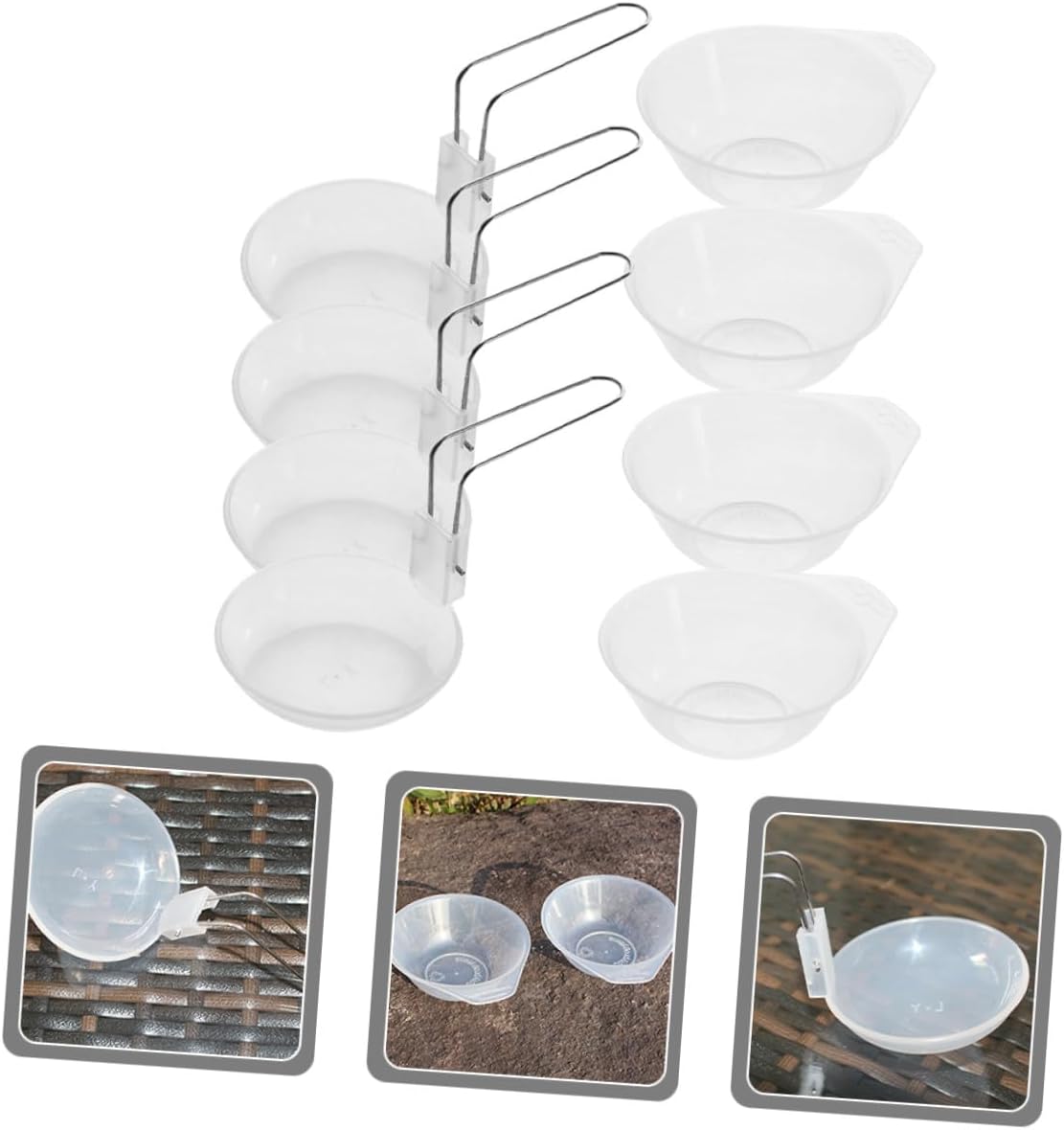 Portable Multi-function Plastic Camping Bowls and Reusable Soup Spoons Set, Pp 4pcs Outdoor Picnic Tableware for Barbecue and Hiking