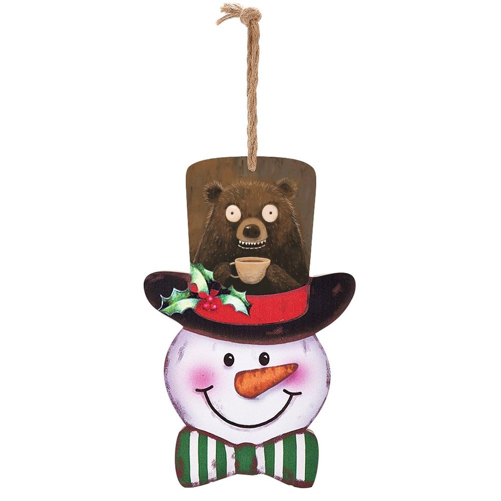 Planche à suspendre de Noël avec bonhomme de neige pour entrée festive