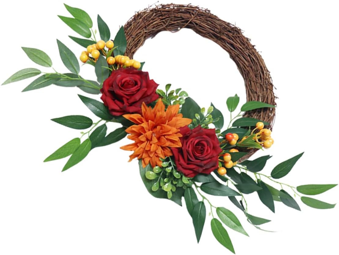 Garneck 1pc Green Leaf Christmas Wreath Hanging Decor for Door Artificial Floral Garland for Holiday Gatherings Year Celebrations Easy to and Maintain