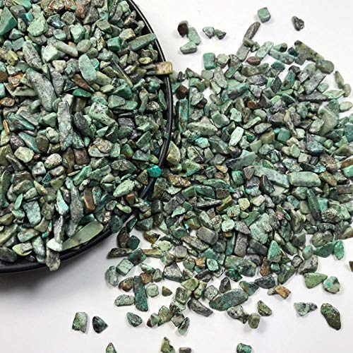 MCWJ Großhandel Afrika Türkis Stein Heilung Grün Kristall Kies Quarz Mineral Landschaft Aquarium Flowerpot Garden Home Ornament-5-8 mm 50 g