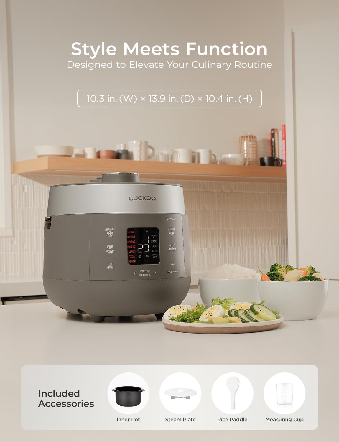 Image showing the Open Cooking mode in action, with a hand adding vegetables to rice in the cooker.