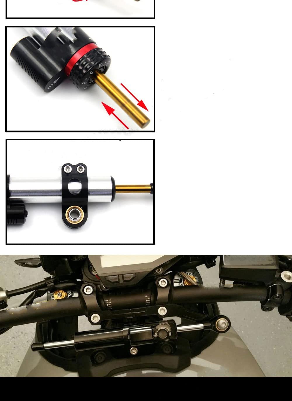 Ammortizzatore di Sterzo con Staffa Accessori Moto per Yamaha per MT-09 per Tracer 900 per FJ-09 2013 2014 2015 2016 2017 (Damper Set - Black)